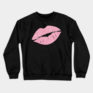 Baby Pink Faux Glitter Lips Crewneck Sweatshirt